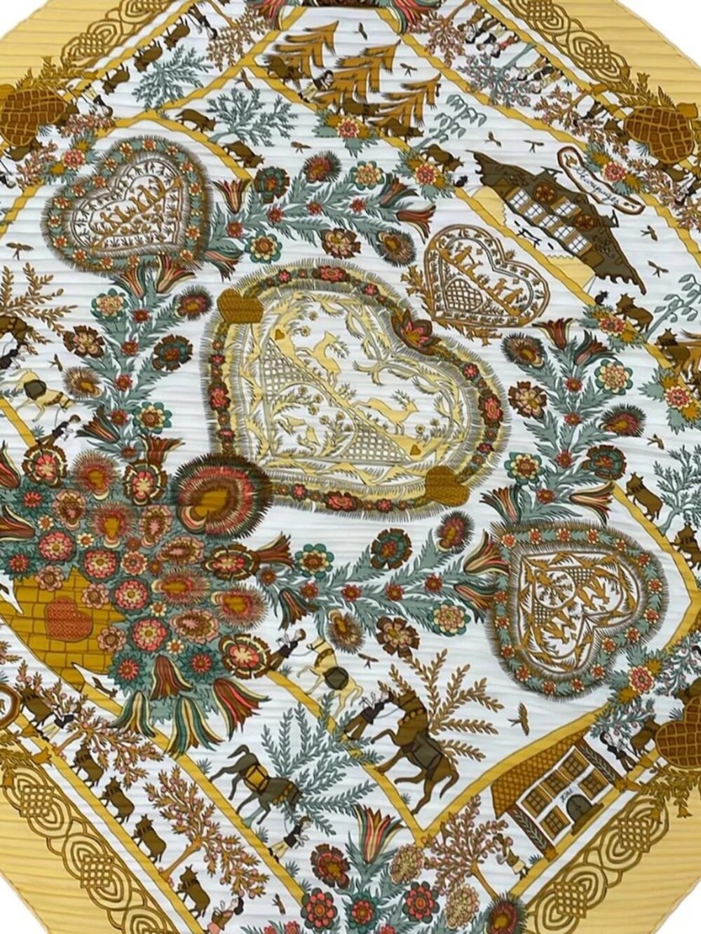 HERMES Caleprice Yellow Green Multi Scarf - Picture 1 of 4